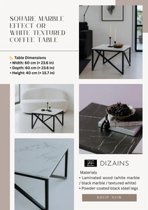 Modern Minimalist Marble Table <b>Wooden</b> Base Stylish Elegant Minimalist Design Ideal for Home Office or Lounge From India - Product Image 4