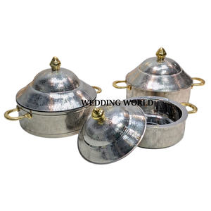 Marmite en métal avec support à motif de feuille, design traditionnel, fait à la main, casserole ronde, chauffe-plat en métal fantaisie pour table - Product Image 5