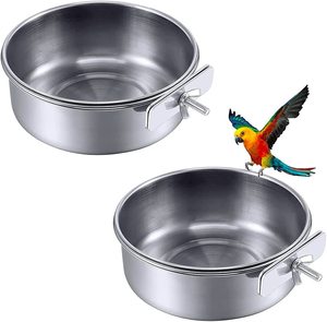 Vente en gros de petits plats d'alimentation pour oiseaux tasses en acier inoxydable avec pince sécurisée durable facile à installer hygiénique essentiel pour le soin des oiseaux - Product Image 5