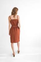 Robe Courte Décontractée de Plage en Lin Tissé Naturel, Sans Manches, Taille Cintrée, Style Élégant pour l'Été