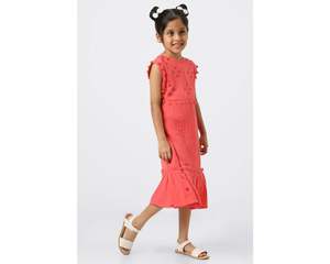 Vestido de lino bohemio de diseñador superventas para niñas, bordado de calidad Superior, aspecto informal de verano para vacaciones en la playa, venta al por mayor para niños - Product Image 4