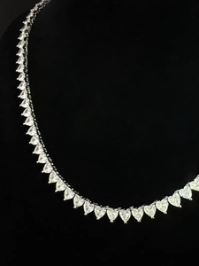 Collar de cadena de tenis de diamante cultivado en laboratorio completo con forma de corazón de 4mm, cadena de tenis de desgaste urbano Premium chapada en oro y plata de 10K para ella - Product Image 3