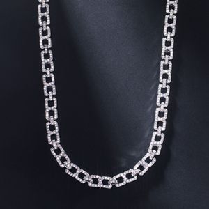 Gran oferta, cadena de eslabones infinitos de estrellas heladas de 10mm de Plata de Ley 925 chapada en oro blanco de 14 quilates para hombres, collares de moissanita Premium - Product Image 1