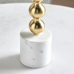 Gold Plated T Light <b>Candle</b> Holder Pillar on Marble Base Round Shape Christmas Decorative Handmade <b>Candle</b> <b>Stand</b> for Living Room - Product Image 3