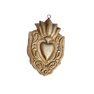 Double cœur sacré en métal fini antique suspendu Milagros Sacré-cœur pour décoration murale Cadeau catholique et décoration - Product Image 2