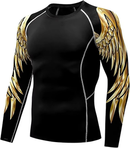 Men's Sports T-shirt Compression Long Sleeve Rash Guard Fitness Wear <b>Print</b> Custom ODM/OEM MMA Bjj Rashguard - Product Image 3