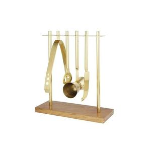 Tabletop Gold Bar Tool Set with Wooden Stand, Golden Stainless Steel Cocktail Mixing Tools for Home Bar, Apartment & Countertop - Product Image 6