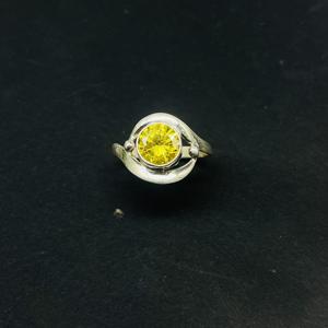 แหวนพลอยซิทรินธรรมชาติสีเงินสเตอร์ลิง925สำหรับงานแต่งงานหรืองานเลี้ยง - Product Image 1