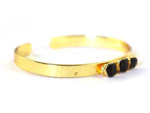 Natural Garnet Raw Bangle, 18k <b>Gold</b> Electroplated <b>Bracelet</b>, January Birthstone Cuff <b>Bracelet</b> - Product Image 4