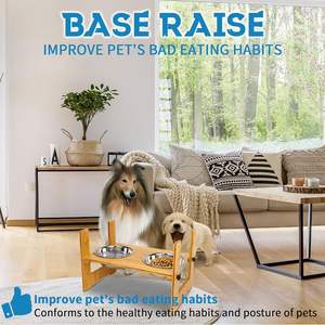 ชามอาหารสุนัขแบบยกได้สูง4ระดับพร้อมชามอาหารสแตนเลส2ชิ้นที่ให้อาหารสุนัขกันลื่น - Product Image 2