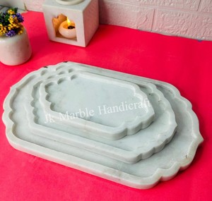 Plat antique de forme personnalisée assiette de service nouveau Design pur naturel marbre blanc poli fleur pour la maison cuisine-artisanat en pierre - Product Image 5