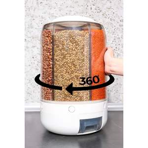 Conteneur de stockage alimentaire et de légumes en plastique de style blanc, capacité de 10 kg, avec 6 compartiments et organisateur rotatif à 360 degrés - Product Image 5