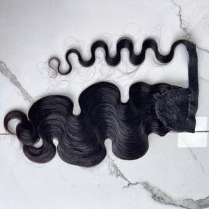 100% pelo humano Remy chino recto Cola de Caballo peluca teje paquete máquina doble trama hecha - Product Image 1