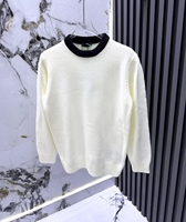 Pull tricoté à col rond pour homme, manches longues, contraste blanc et noir, motif écossais, anti-plis, style décontracté streetwear, vente en gros
