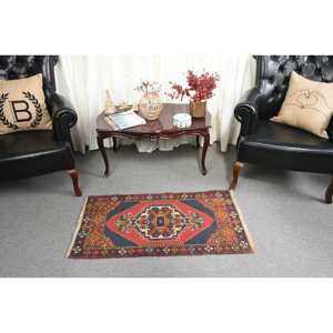 Turkish Kilim Patchwork Rug 1.8 X 3.6ft <b>Red</b> Black Flat Weave Eco Friendly <b>Wool</b> Latex Backing Hallway Rectangle Dining Room Model - Product Image 3