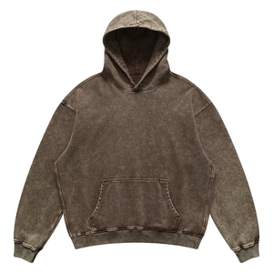 Sudadera con capucha lavada con ácido de algodón 100% de alta calidad para hombres patrón sólido peso pesado 500 Gsm para ropa de calle de invierno - Product Image 1