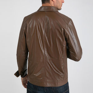 Blouson en cuir vintage tendance pour homme, personnalisable, col montant, respirant, coupe-vent, fournisseur direct d'usine, nouveauté - Product Image 2