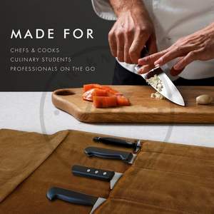 Wholesale OEM <b>Leather</b> Chef Knife Roll Bag 4 Slots Storage Case Professional Kitchen <b>Tool</b> Bag Water Resistant - Product Image 2