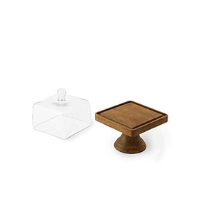 Support à gâteau en bois massif carré, fait à la main, écologique, de qualité supérieure, conçu pour le lave-vaisselle, finition polie, Saniya - Product Image 1