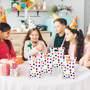 Colorful Polka Dot Eco-Friendly Recyclable Plastic Party Favor <b>Bags</b> with Handles for Kids Birthday Party Supplies - Product Image 4