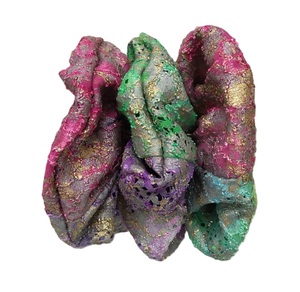 Brocade double tissu chouchou gros tissus cheveux cravates pour filles et dames polyester fantaisie tissu chouchous - Product Image 5