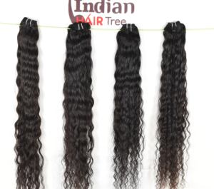 Extensions de cheveux humains 100% naturels du temple du sud de l'Inde, ondulés, vierges, non traités, double trame mécanique avec style ondulé - Product Image 4