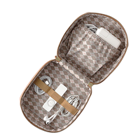 Étui de voyage en cuir véritable Sac de rangement EVA Étui de voyage pour l'électronique Téléphone portable Accessoires pour ordinateur portable Étui en cuir