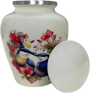 Urna Conmemorativa con Diseño Floral de Pareja de Pájaros (Urna para Pareja de Adultos), Pequeña Urna Conmemorativa de Cardenal para Cenizas - Product Image 4