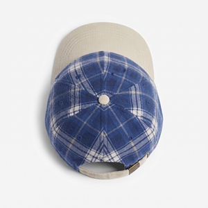 Casquette de baseball décontractée unisexe à 6 panneaux en flanelle à carreaux bleus avec visière en velours côtelé, personnalisable avec logo, haute qualité, OEM ODM, faible MOQ - Product Image 6