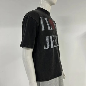 Nueva ropa de calle, camiseta de gran tamaño con hombros caídos, camiseta de manga larga con cuello de doble capa boxy desgastada Vintage para hombre - Product Image 2