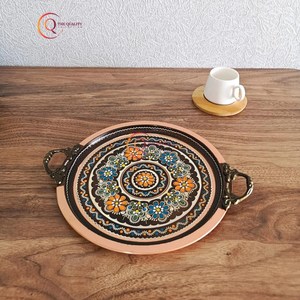 ถาดเสิร์ฟทองแดงทำมือทรงกลมทาสีด้วยมือมาใหม่ล่าสุดถาดสำหรับตกแต่งบ้านกำหนดขนาดได้เอง - Product Image 3