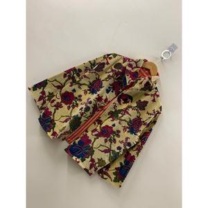 เสื้อแจ็คเก็ตผ้าฝ้ายพิมพ์ลายบล็อก Gulshan Baagh สำหรับฤดูใบไม้ผลิ สีส้มอ่อนและสีแดงเข้ม ระบายอากาศได้ดี สไตล์ Prairie Chic คอปกแบบ Shawl - Product Image 1