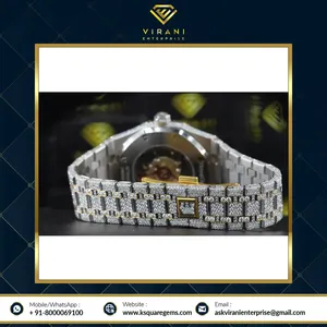 Nuevo diseño de lujo Moissanite Diamond Smart Dial reloj hombres mujeres impermeable número árabe banda de acero inoxidable alta moda - Product Image 3