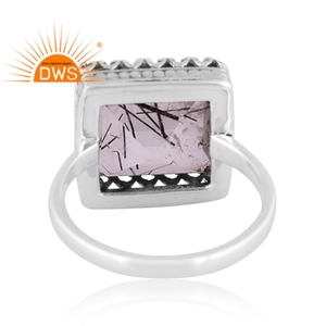 แหวนพลอยสังเคราะห์สีดำธรรมชาติสีเงินสเตอร์ลิงออกซิไดซ์ - Product Image 4