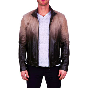 Colección de invierno Estilo de lujo Chaqueta de cuero de motorista de moda para hombres Chaqueta de moto transpirable y de cuero de vaca original para hombres - Product Image 1