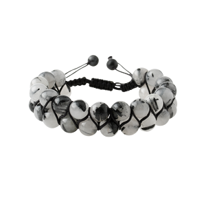 สร้อยข้อมือหินธรรมชาติแบบมาคราเม่สองแถวควอตซ์รูไทเลต 8 มม. - Product Image 1