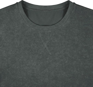 Camiseta ajustada hombro caído 100% algodón camisetas para hombre algodón cuello redondo secado rápido luz cuello redondo Camiseta - Product Image 3