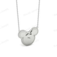 Qualité Semi Monté 925 Argent 25x32mm Réglage Zircon Pendentif Plaqué Or Bas Prix Mickey Mouse Collier Bijoux Pour Mariage