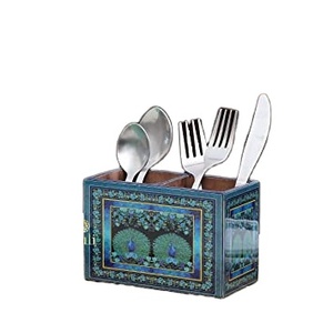 DELUXE WOOD HANDICRAFTS Multi-Purpose Table <b>Stand</b> Wooden <b>Cutlery</b> & Pen Holder Handmade Spoon <b>Stand</b> for Home & Office Storage - Product Image 5