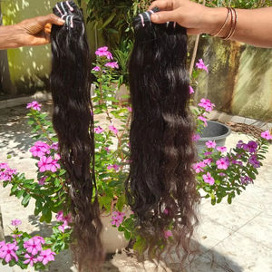 Cheveux humains vierges Extension de cheveux noirs ondulés en vrac Vente à chaud Extension de cheveux naturels indiens 100% Remy non transformés - Product Image 1