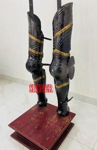 Armadura de pierna Medieval, protector de pierna completa, traje de armadura portátil de caballero, protector de pierna negro, armadura funcional para Halloween - Product Image 6