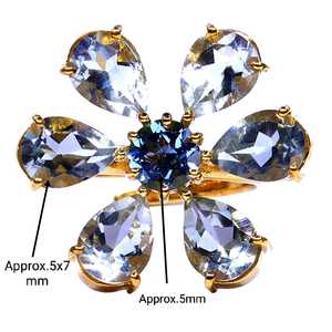 Anillo de Plata de Ley 925 estilo clásico chapado en oro con amatista verde y Topacio azul para fiestas - Product Image 3