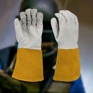 Gants de soudage TIG de haute qualité avec manchette longue en cuir grainé résistant à la chaleur pour une utilisation en toute sécurité - Product Image 5