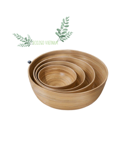 Bol à salades en bambou avec cuillère et fourchette/Bol à fruits en bambou filé avec échantillon gratuit et haute qualité de Eco2go Vietnam - Product Image 6