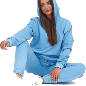 Chándal de algodón personalizado de dos piezas con bordado desgastado, chándal de gran tamaño estilo callejero acampanado Vintage lavado ácido 2025 - Product Image 3