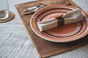 แผ่นรองจานหนังแท้ทำมือ ดีไซน์หรูหรา เป็นมิตรกับสิ่งแวดล้อม ทนทาน คลาสสิก คุณภาพสูง สำหรับร้านอาหาร - Product Image 4