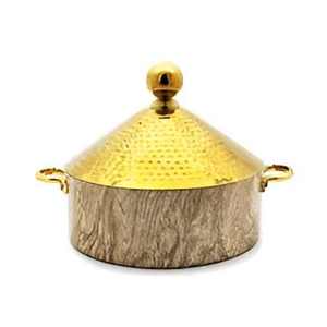 En bois avec couvercle en acier inoxydable plaqué or Élégant et durable La casserole ronde en métal parfaite pour toutes les occasions - Product Image 6
