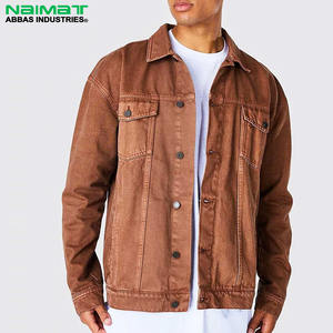 Premium <b>Men</b> Brown Denim <b>Jacket</b> Casual Chocolate Cotton <b>Trucker</b> Coat Retro Fashion Button Up Outerwear Slim Fit Top - Product Image 1