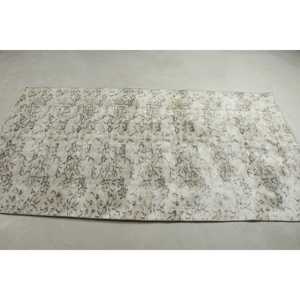 Alfombra Turca de 3,9x7,3 pies, Alfombra Vintage, Alfombra Blanca con Rayas - Product Image 3