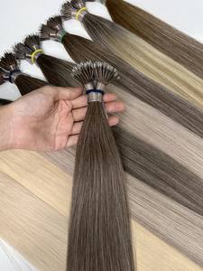 Extensions de cheveux européennes russes à pointes en U, nano anneaux, 100% cheveux vierges vietnamiens, cheveux raides, prêts à être décolorés - Product Image 5